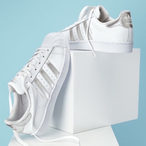 adidas Shoes - Adidas Silver Superstars Women Size 10